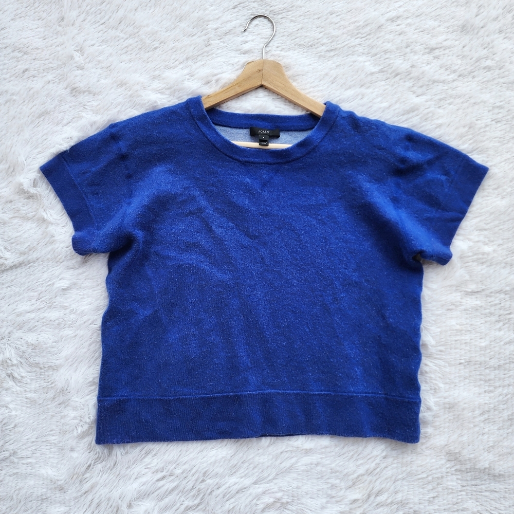 J. Crew Merino Wool Blue Short Sleeve Sweater Top